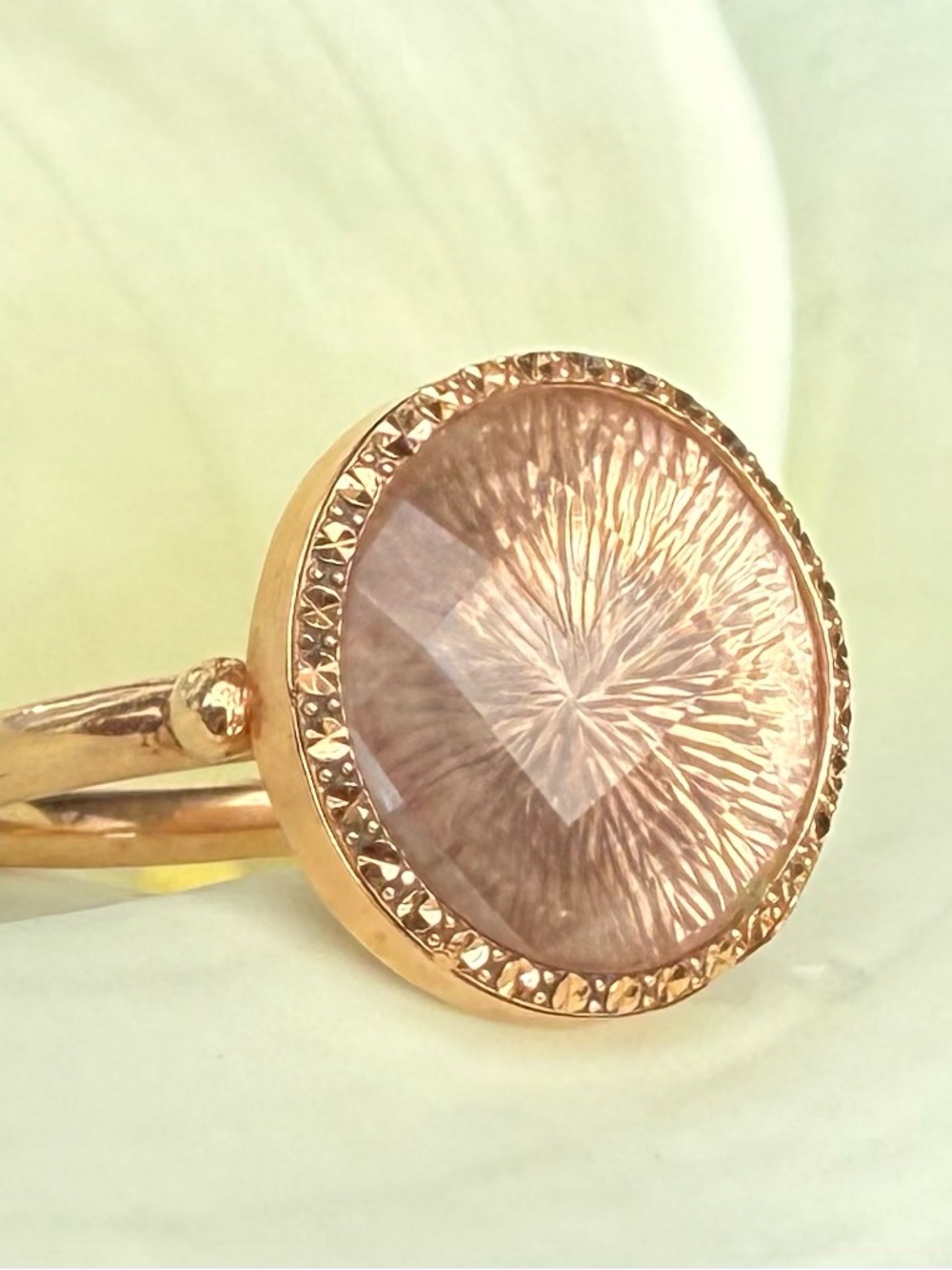 Vintage Hallmark Rose Gold Blush Faceted Cocktail Ring